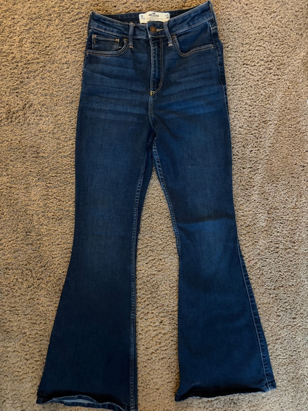 Hollister Dark Blue High-Rise Flare Jeans